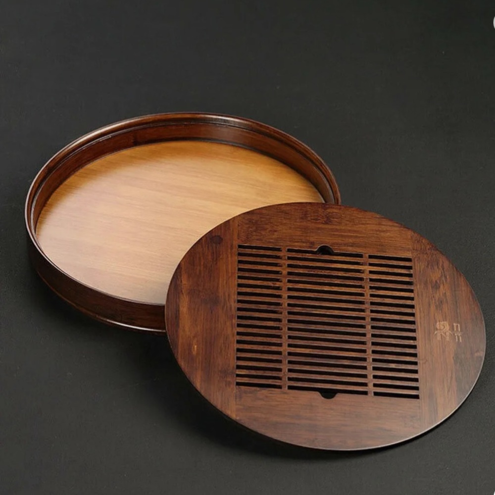 Diameter 11.8" Medium Size Natural Bamboo Gongfu Tea Tray Chinese Serving Table